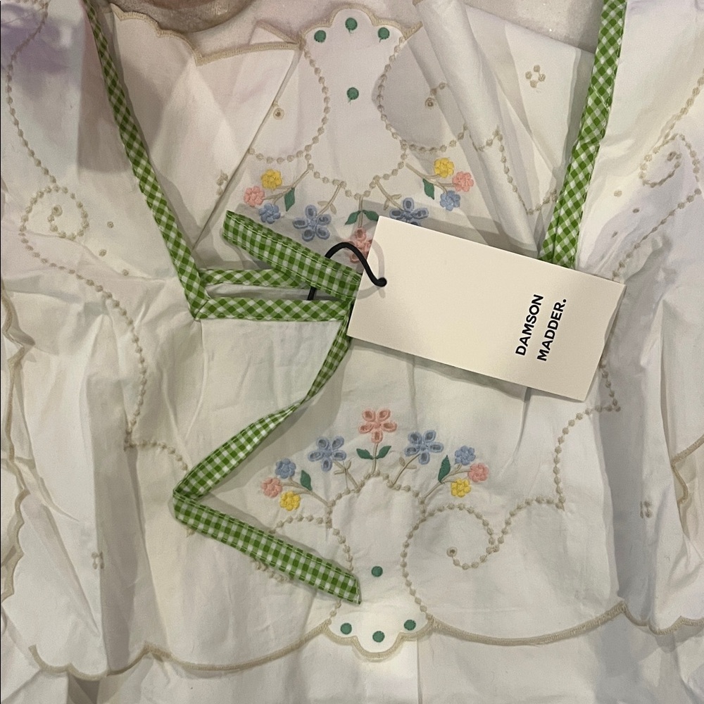 55. Damson Madder Floral Embroidered ORGANIC COTTON DRESS BRAND NEW Tags